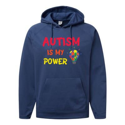 Autism Is My Super Power Superhero Autism Awareness Great Gift Performance Fleece Hoodie