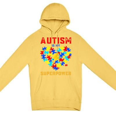 Autism Is My Super Power Superhero Autism Awareness Gift Premium Pullover Hoodie