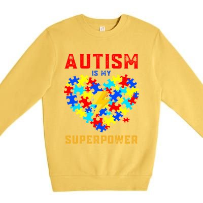 Autism Is My Super Power Superhero Autism Awareness Gift Premium Crewneck Sweatshirt