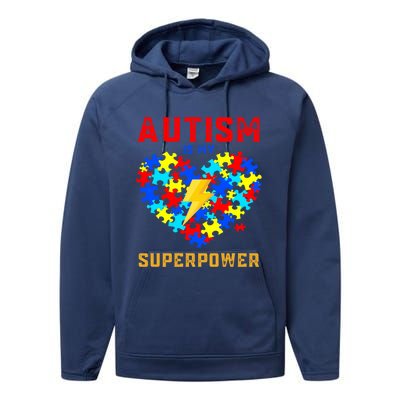 Autism Is My Super Power Superhero Autism Awareness Gift Performance Fleece Hoodie