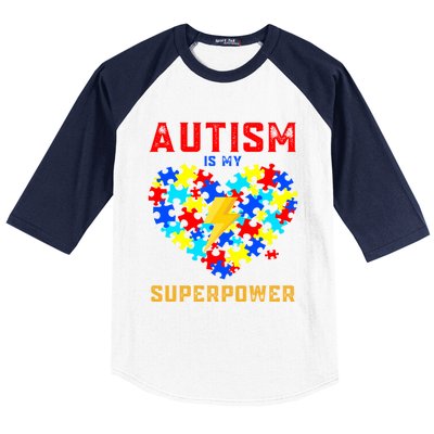 Autism Is My Super Power Superhero Autism Awareness Gift Baseball Sleeve Shirt