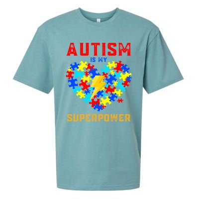 Autism Is My Super Power Superhero Autism Awareness Gift Sueded Cloud Jersey T-Shirt