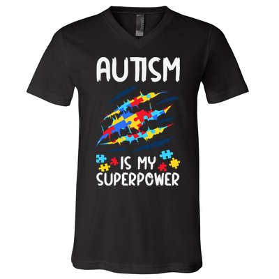 'Autism Is My Superpower V-Neck T-Shirt