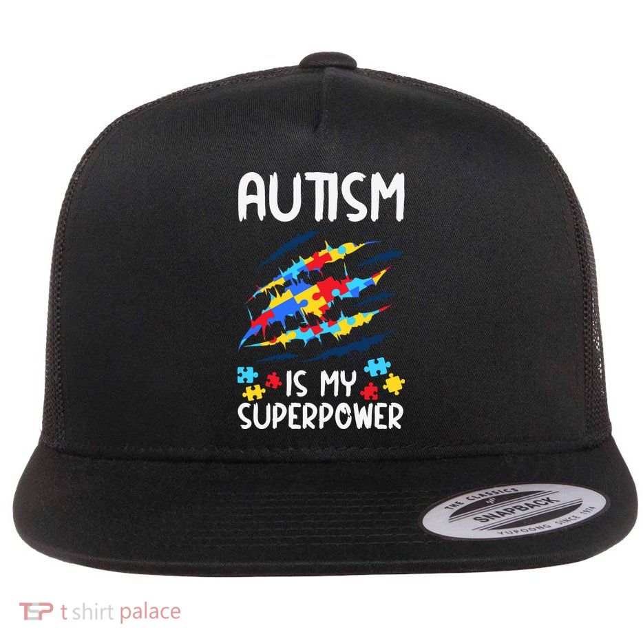 'Autism Is My Superpower Flat Bill Trucker Hat