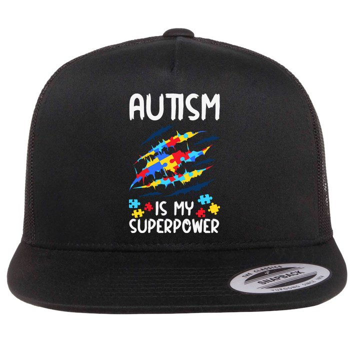 'Autism Is My Superpower Flat Bill Trucker Hat