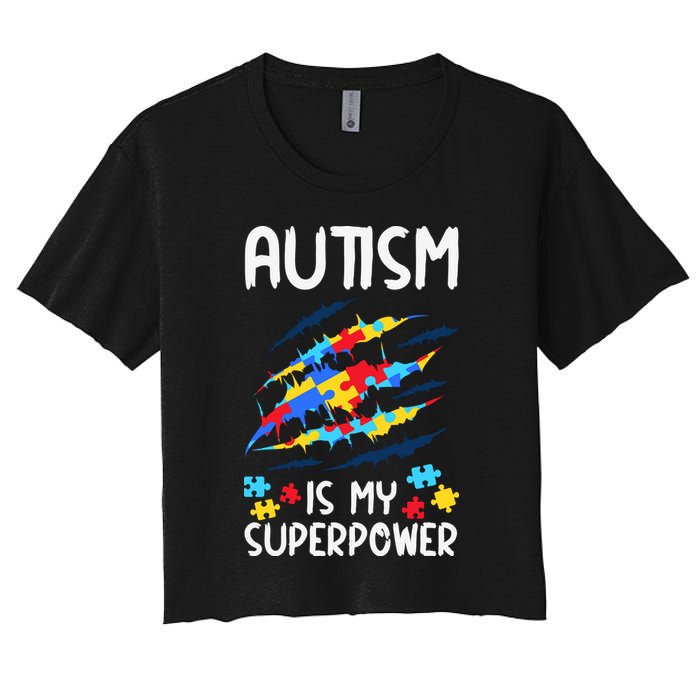 'Autism Is My Superpower Women's Crop Top Tee
