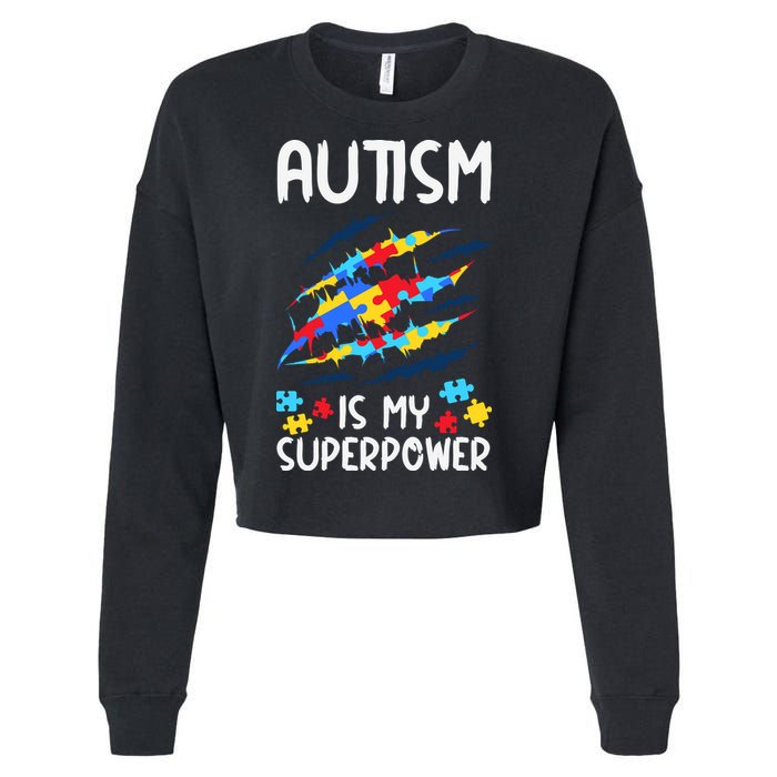 'Autism Is My Superpower Cropped Pullover Crew