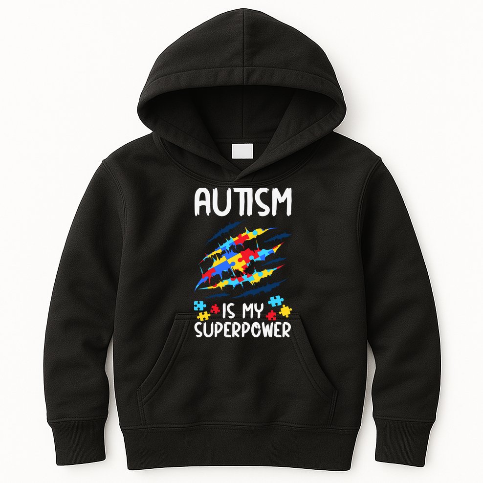 'Autism Is My Superpower Kids Hoodie
