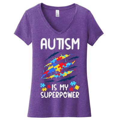 'Autism Is My Superpower Women's V-Neck T-Shirt