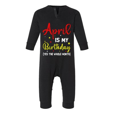 April Is My Birthday The Whole Month April Birthday Month Infant Fleece One Piece