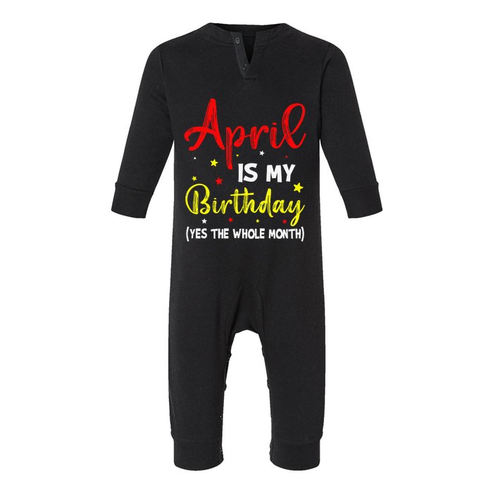 April Is My Birthday The Whole Month April Birthday Month Infant Fleece One Piece