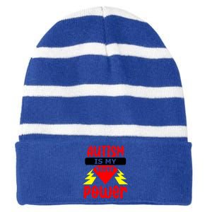 Autism Is My Super Power Gift Striped Beanie with Solid Band