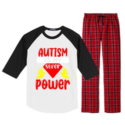 Autism Is My Super Power Cool Gift Raglan Sleeve Pajama Set