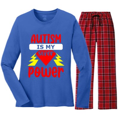 Autism Is My Super Power Cool Gift Women's Long Sleeve Flannel Pajama Set 