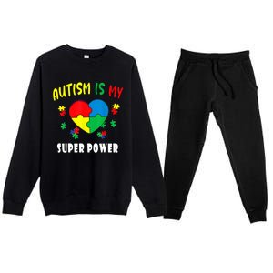 Autism Is My Super Power Premium Crewneck Sweatsuit Set