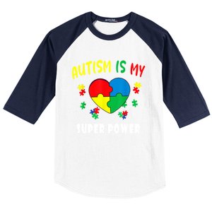 Autism Is My Super Power Baseball Sleeve Shirt