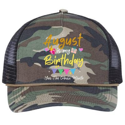 August Is My Birthday Month Yes The Whole Month Funny Retro Rope Trucker Hat Cap