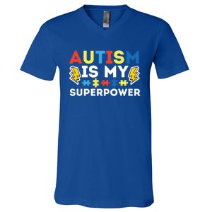 Autism Is My Superpower Autistic Advocate Gift V-Neck T-Shirt