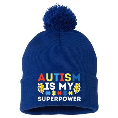 Autism Is My Superpower Autistic Advocate Gift Pom Pom 12in Knit Beanie