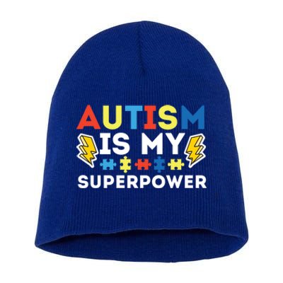 Autism Is My Superpower Autistic Advocate Gift Short Acrylic Beanie