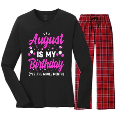 August Is My Birthday The Whole Month August Birthday Women's Long Sleeve Flannel Pajama Set 