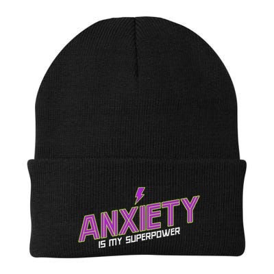 Anxiety Is My Superpower Funny Introvert Antisocial Humor Knit Cap Winter Beanie
