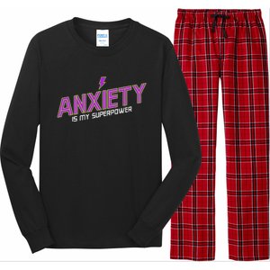 Anxiety Is My Superpower Funny Introvert Antisocial Humor Long Sleeve Pajama Set