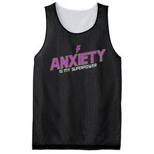 Anxiety Is My Superpower Funny Introvert Antisocial Humor Mesh Reversible Basketball Jersey Tank