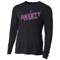 Anxiety Is My Superpower Funny Introvert Antisocial Humor Cooling Performance Long Sleeve Crew