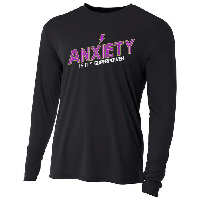 Anxiety Is My Superpower Funny Introvert Antisocial Humor Cooling Performance Long Sleeve Crew