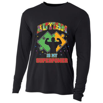 Autism Is My Superpower Autistic Autism Awareness Gift Cooling Performance Long Sleeve Crew