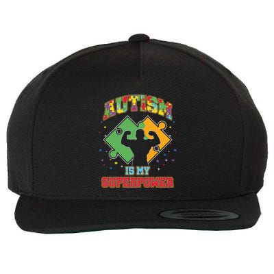 Autism Is My Superpower Autistic Autism Awareness Gift Wool Snapback Cap