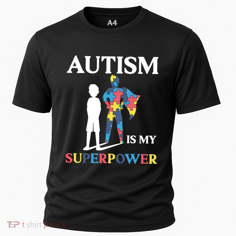 Autism Is My Super Power Puzzle Piece Funny Autism Awareness Gift Cooling Performance Crew T-Shirt