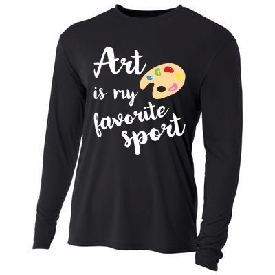 Art Is My Favorite Sport Artsy Paint Palette Brush Painter Cooling Performance Long Sleeve Crew