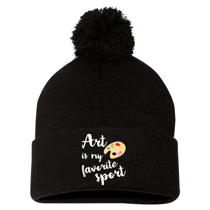 Art Is My Favorite Sport Artsy Paint Palette Brush Painter Pom Pom 12in Knit Beanie