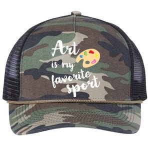 Art Is My Favorite Sport Artsy Paint Palette Brush Painter Retro Rope Trucker Hat Cap