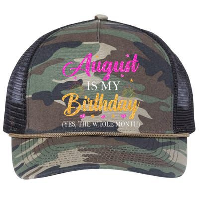 August Is My Birthday Yes The Whole Month Funny August Bday Retro Rope Trucker Hat Cap