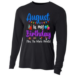 August Is My Birthday Yes The Whole Month Funny August Bday Cooling Performance Long Sleeve Crew