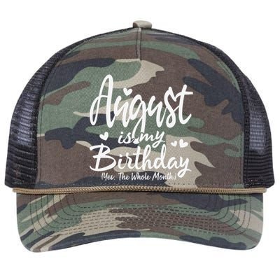 August Is My Birthday Yes The Whole Month Funny Birthday Gif Retro Rope Trucker Hat Cap