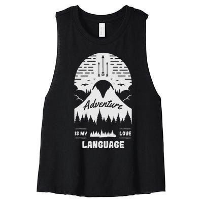 Adventure is My Love Language Hiking and Camping Women's Racerback Cropped Tank