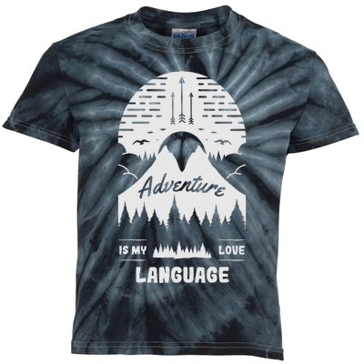 Adventure is My Love Language Hiking and Camping Kids Tie-Dye T-Shirt