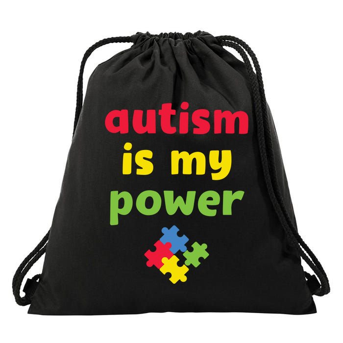 Autism Is My Power Autism Awareness Drawstring Bag