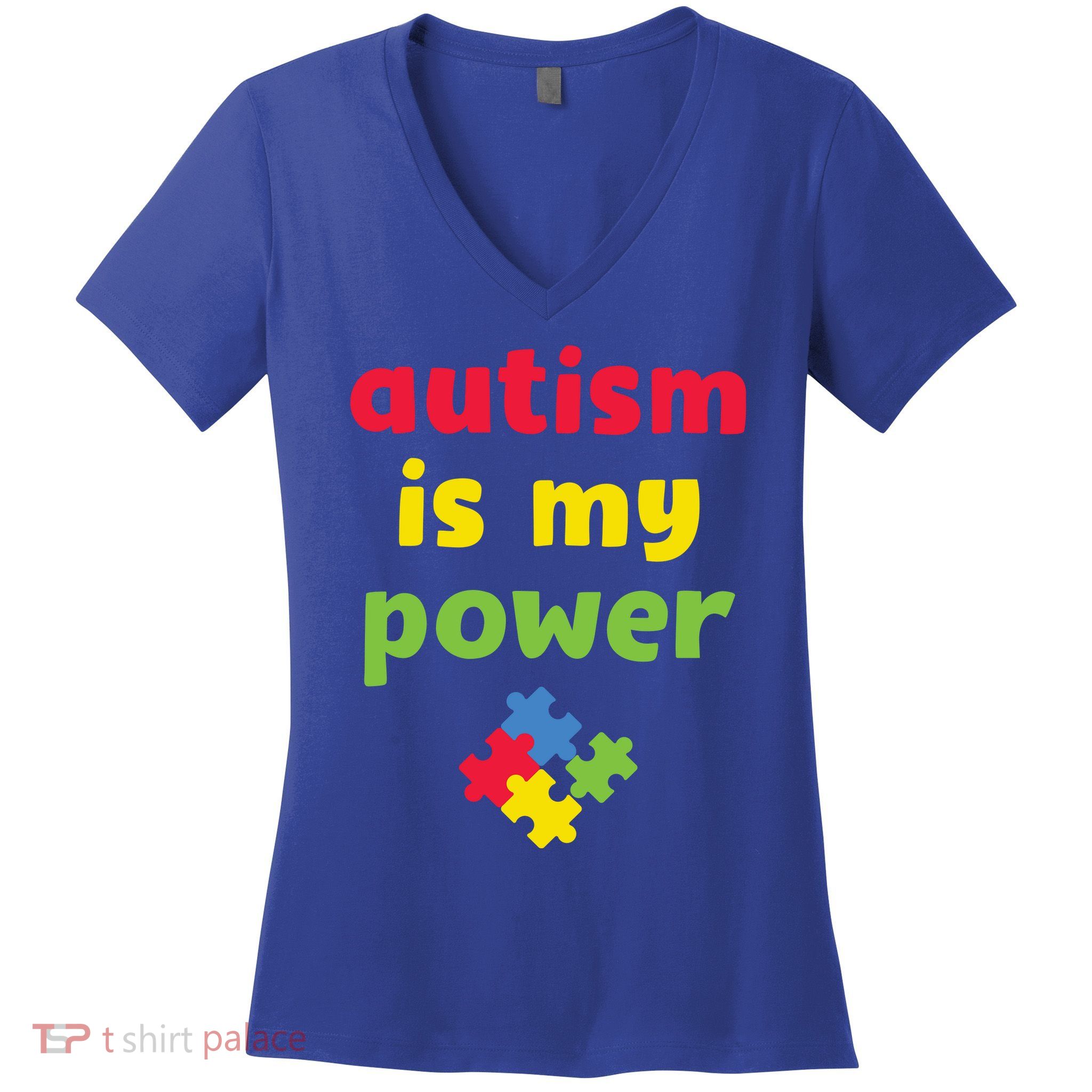 Autism Is My Power Autism Awareness Women's V-Neck T-Shirt