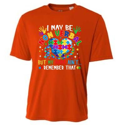 Autism I May Be Non Verbal But My Mama AinT Remember That Cool Gift Cooling Performance Crew T-Shirt