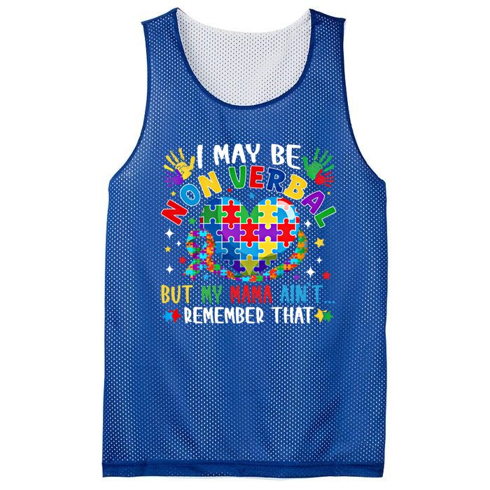 Autism I May Be Non Verbal But My Mama AinT Remember That Cool Gift Mesh Reversible Basketball Jersey Tank