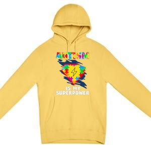 Autism Is My Super Power Superhero Puzzle Autism Awareness Premium Pullover Hoodie