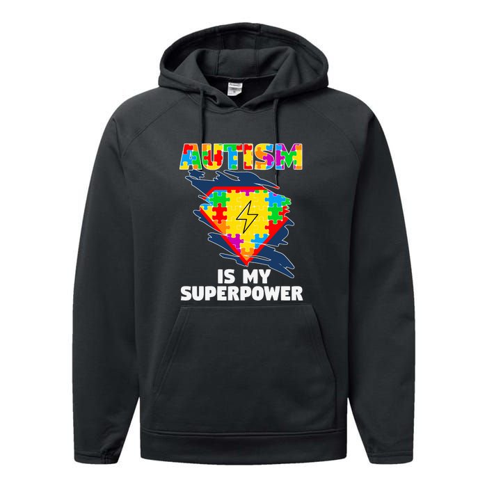 Autism Is My Super Power Superhero Puzzle Autism Awareness Performance Fleece Hoodie