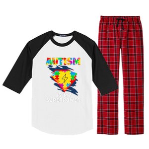 Autism Is My Super Power Superhero Puzzle Autism Awareness Raglan Sleeve Pajama Set