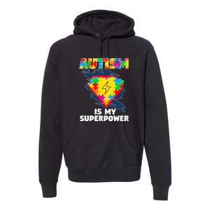 Autism Is My Super Power Superhero Puzzle Autism Awareness Premium Hoodie