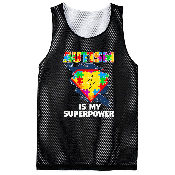 Autism Is My Super Power Superhero Puzzle Autism Awareness Mesh Reversible Basketball Jersey Tank